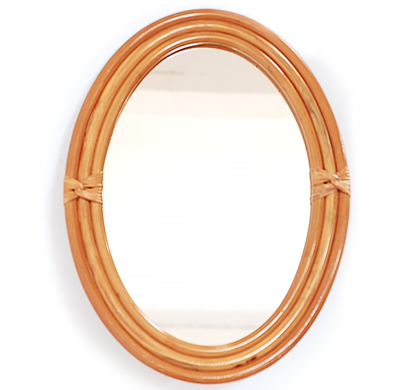 miroir ovale bambou 1980 vintage