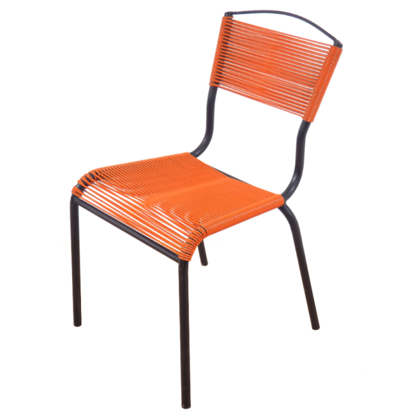 chaise scoubidou orange vintage