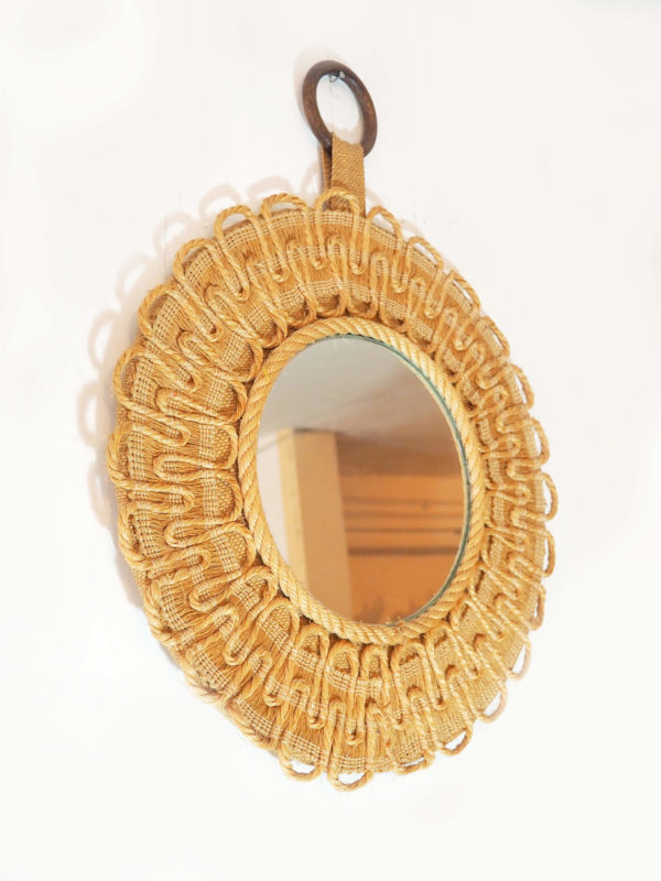 miroir corde macramé soleil vintage