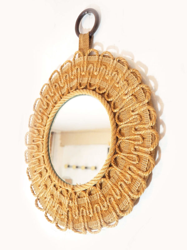 miroir corde macramé soleil vintage