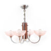 lustre bois alu coupelles roses retro