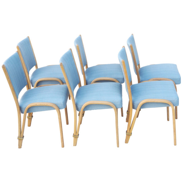 ensemble 6 chaises bois bleues 1948 lucinevintage