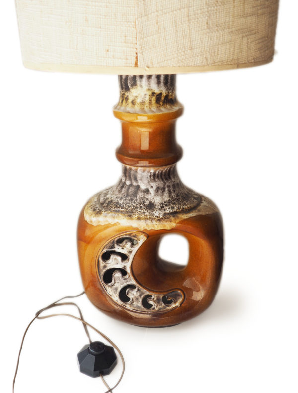 lampadaire céramique ajourée tweed vintage