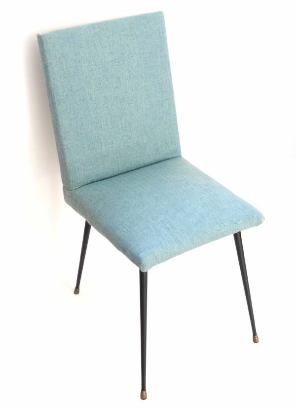 chaise retapissée bleue vintage 3