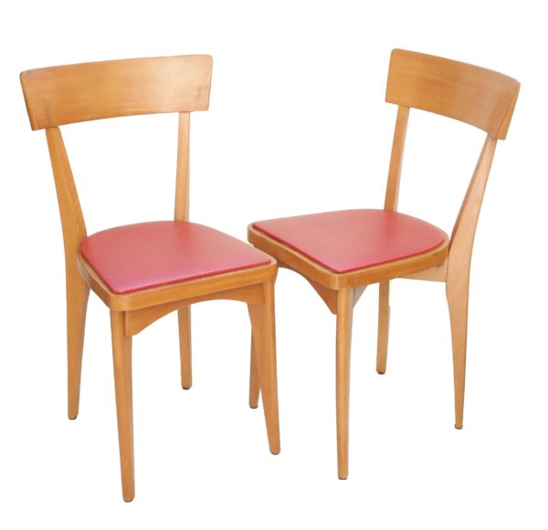 duo chaises bois Skaï rouge 1