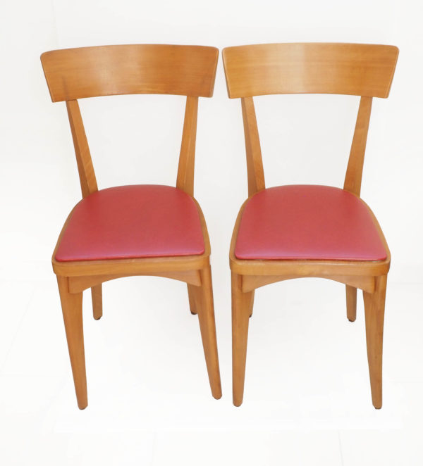 duo chaises bois Skaï rouge 2