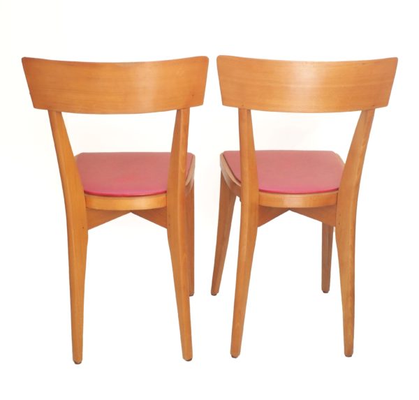 duo chaises bois Skaï rouge 4