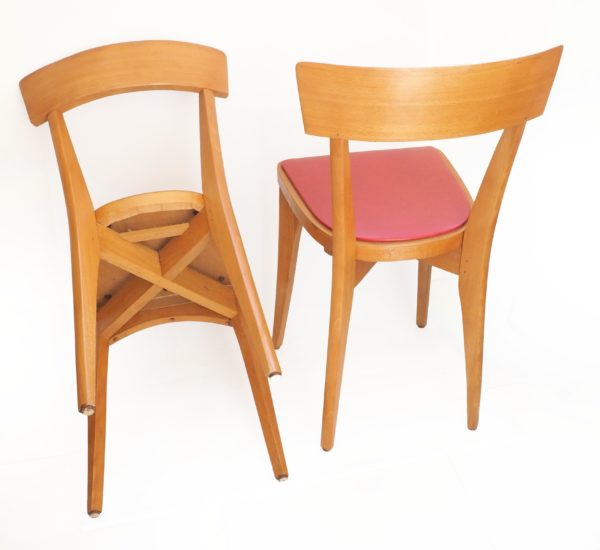 duo chaises bois Skaï rouge 5