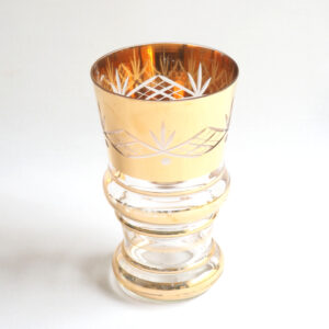 Vase verre ciselé et or