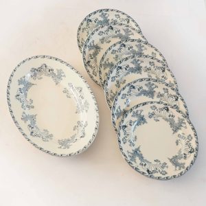 6 assiettes et plat terre de fer Longwy