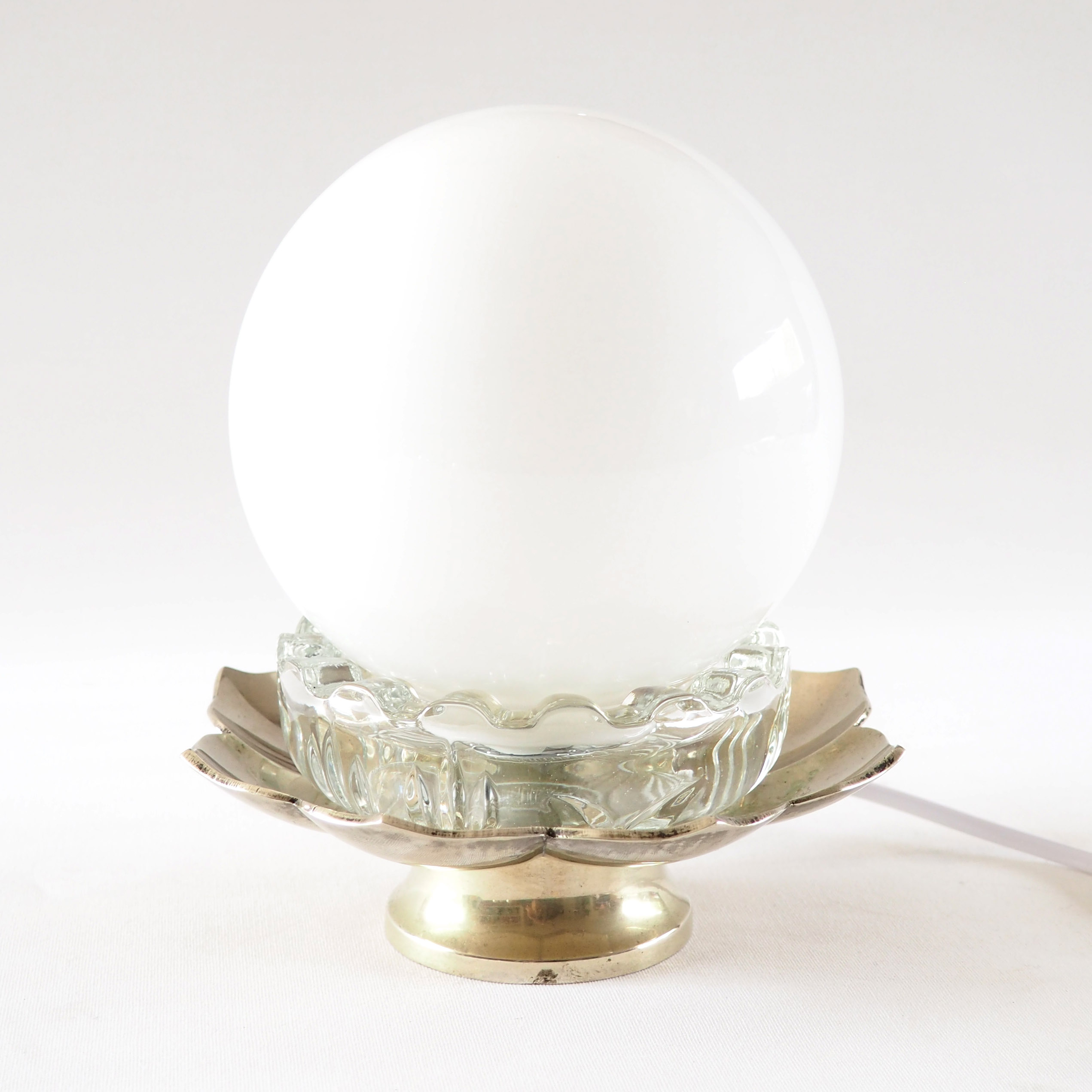 Lampe lotus métal argenté boule – Image 2