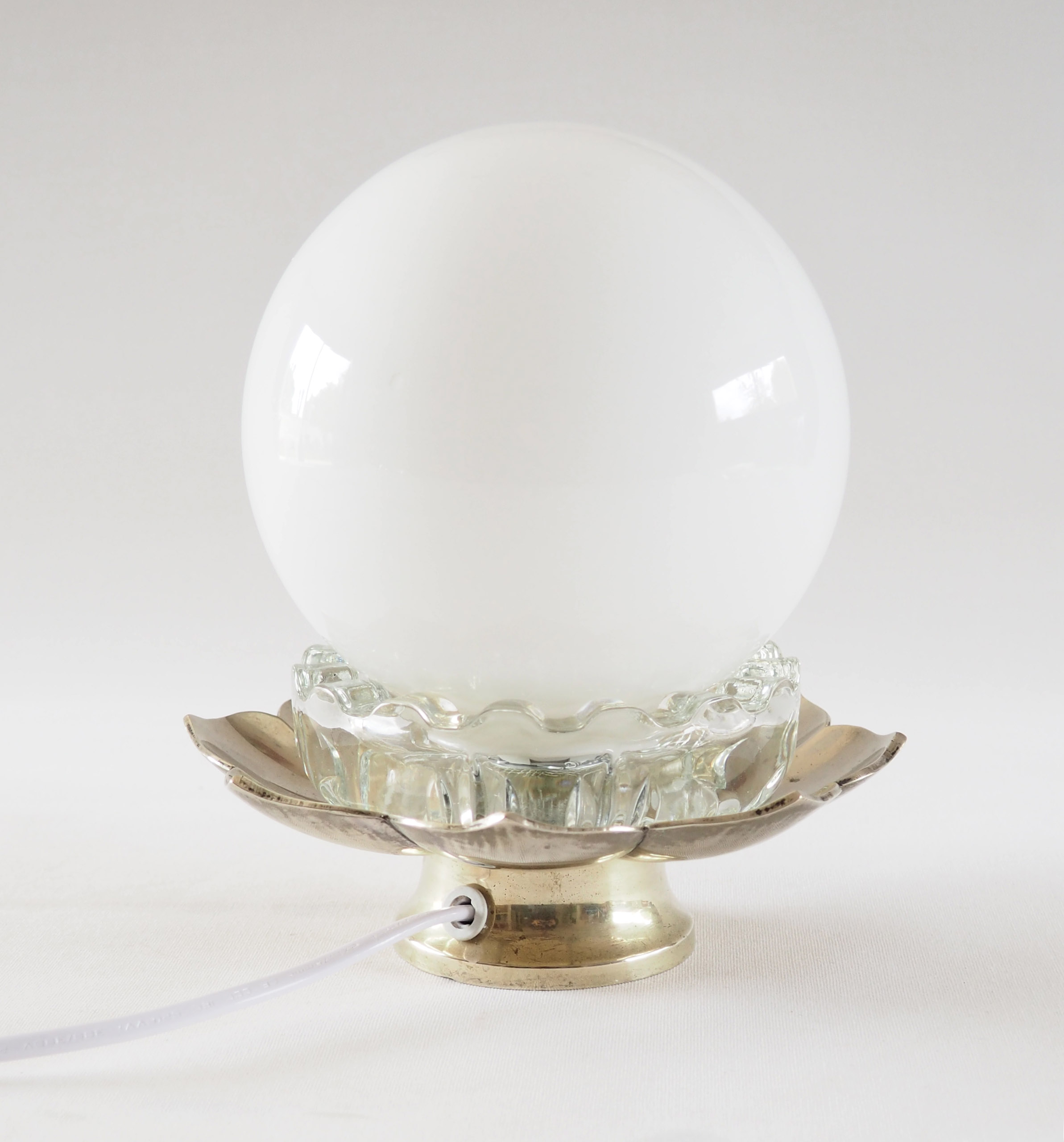 Lampe lotus métal argenté boule – Image 3