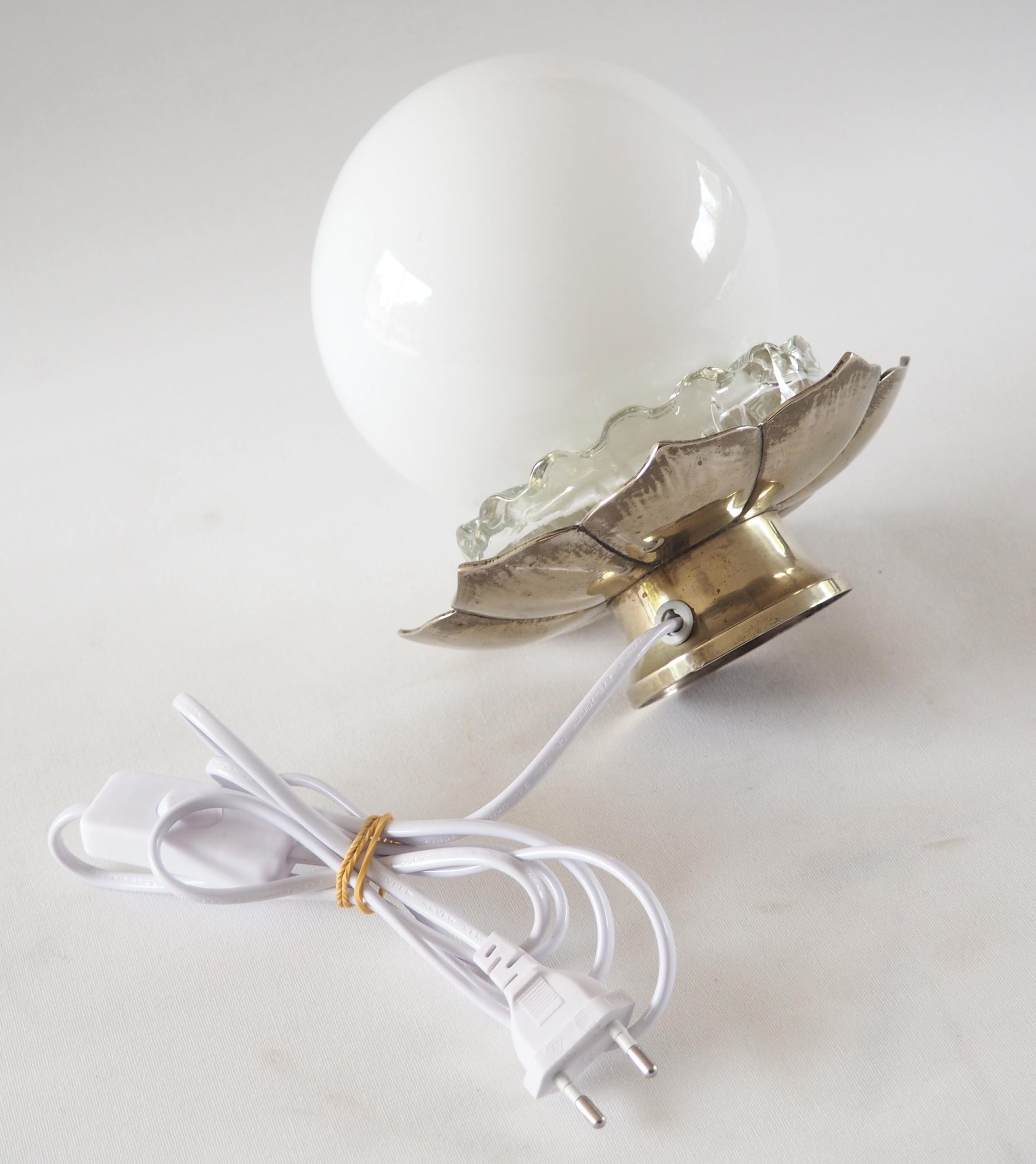 Lampe lotus métal argenté boule – Image 5