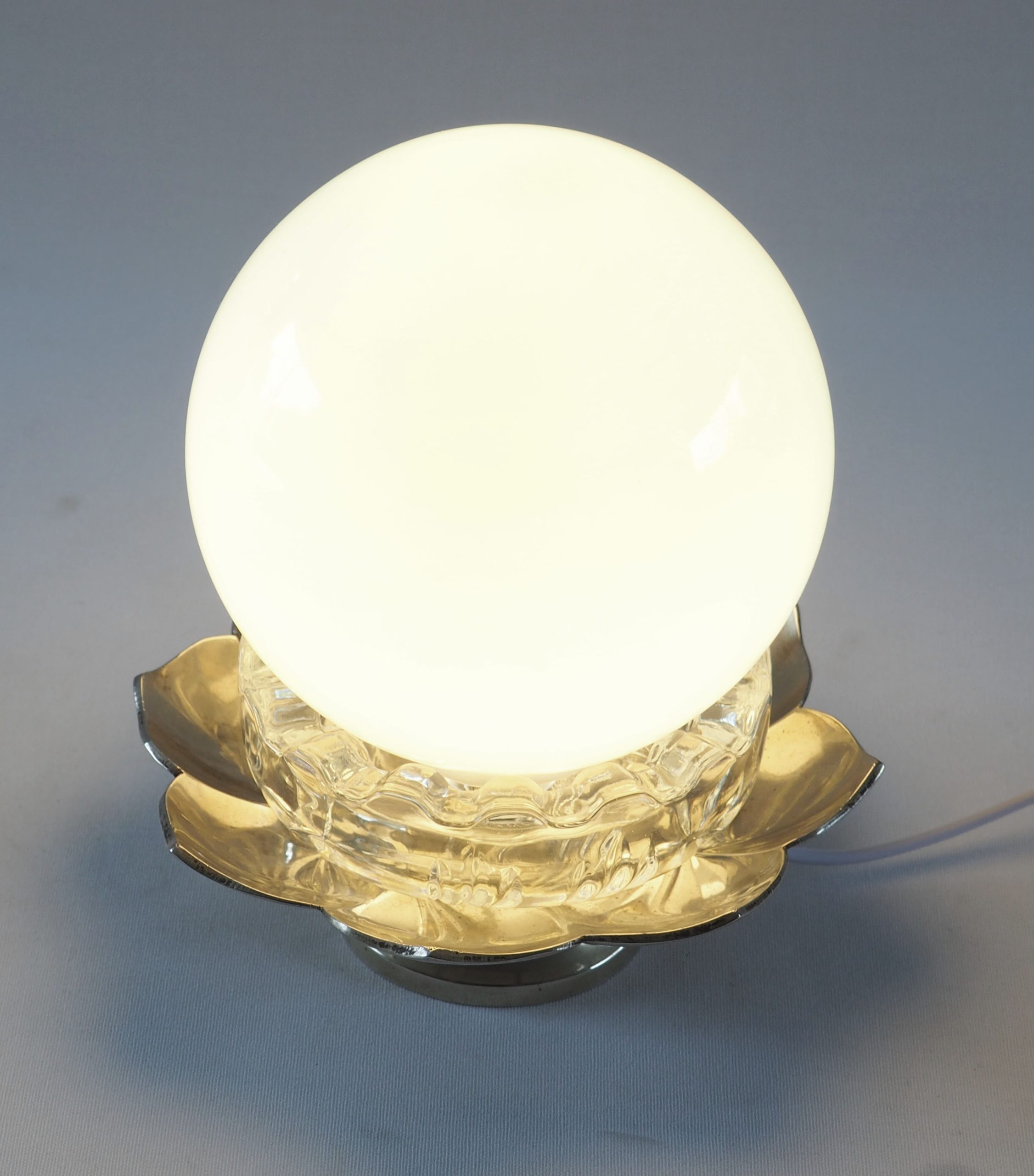 Lampe lotus métal argenté boule – Image 4