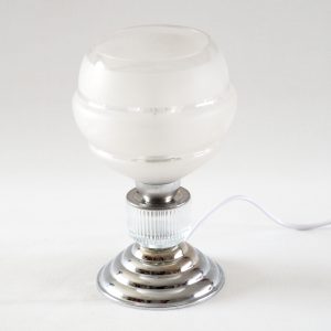 Lampe art déco globe satiné et chrome