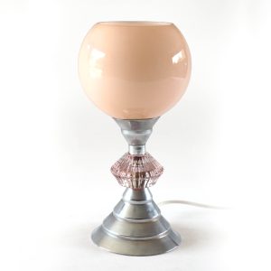 Lampe globe rose et pied art déco
