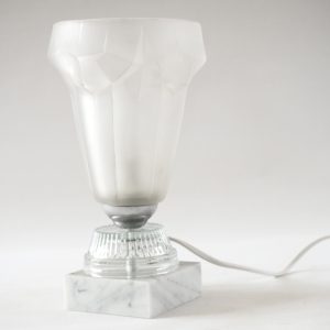 Lampe verrerie art déco et marbre blanc