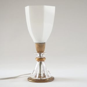 Lampe opaline hexagonale et éventail cristal