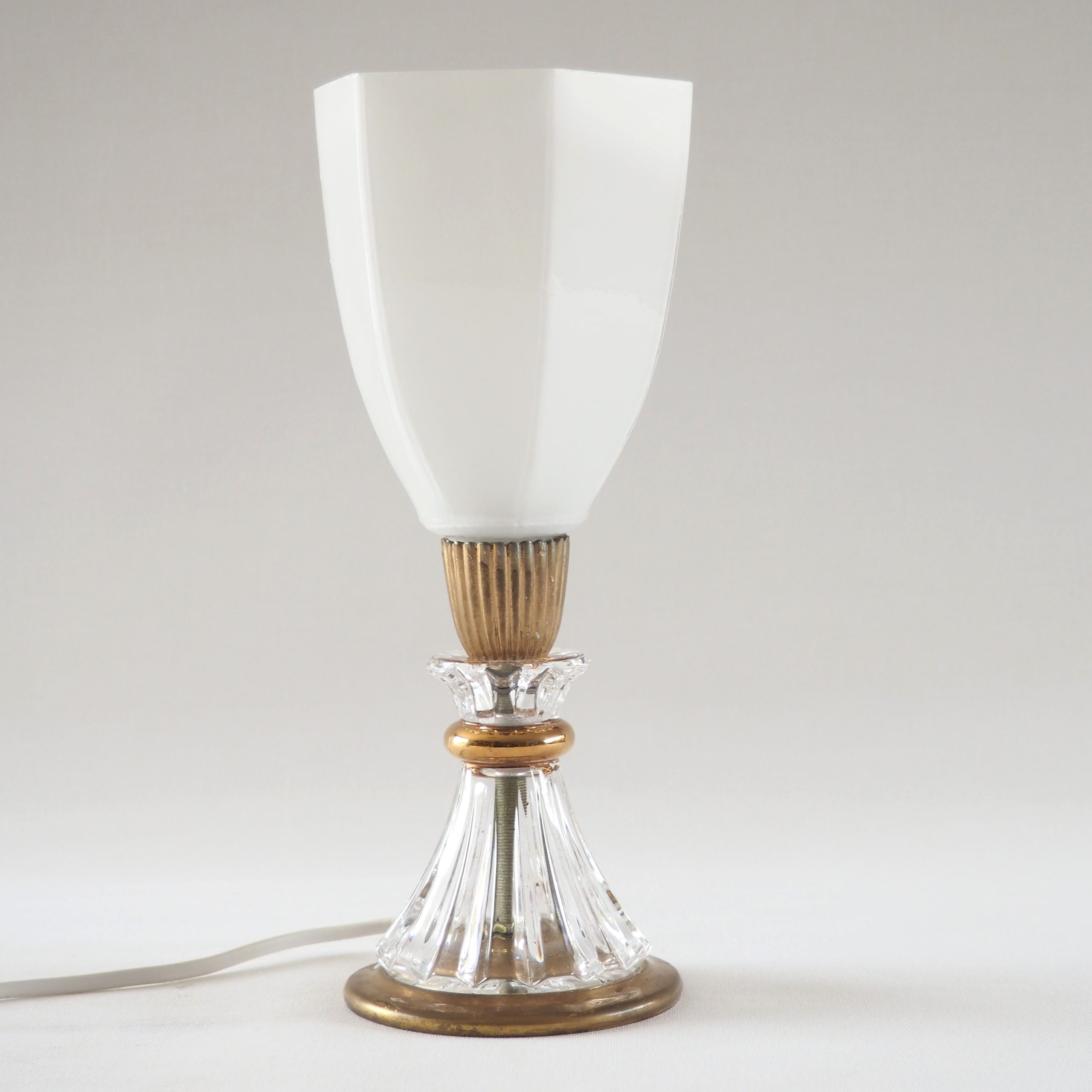 Lampe opaline hexagonale et éventail cristal