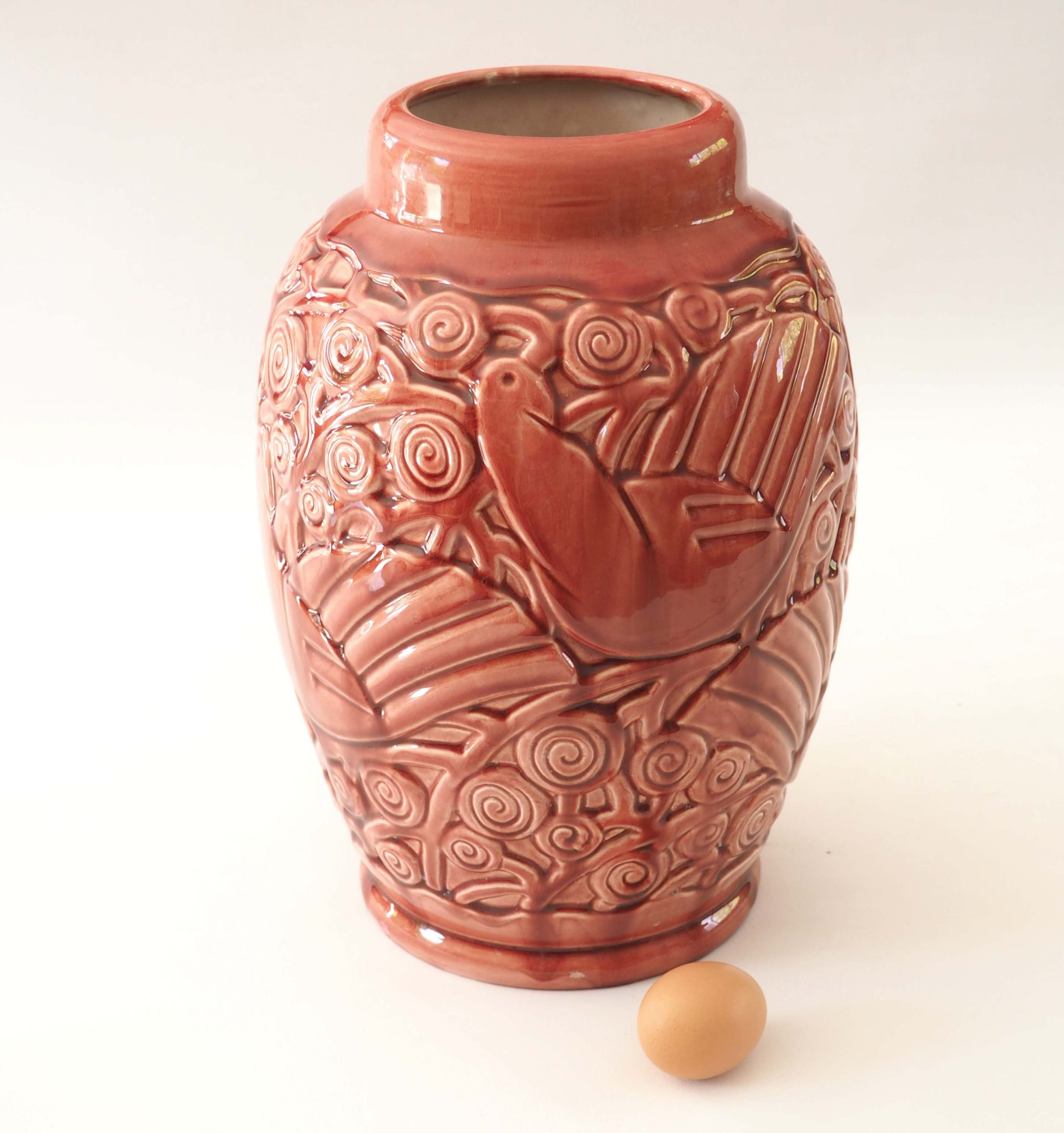 Grand vase art déco décor colombes – Image 2