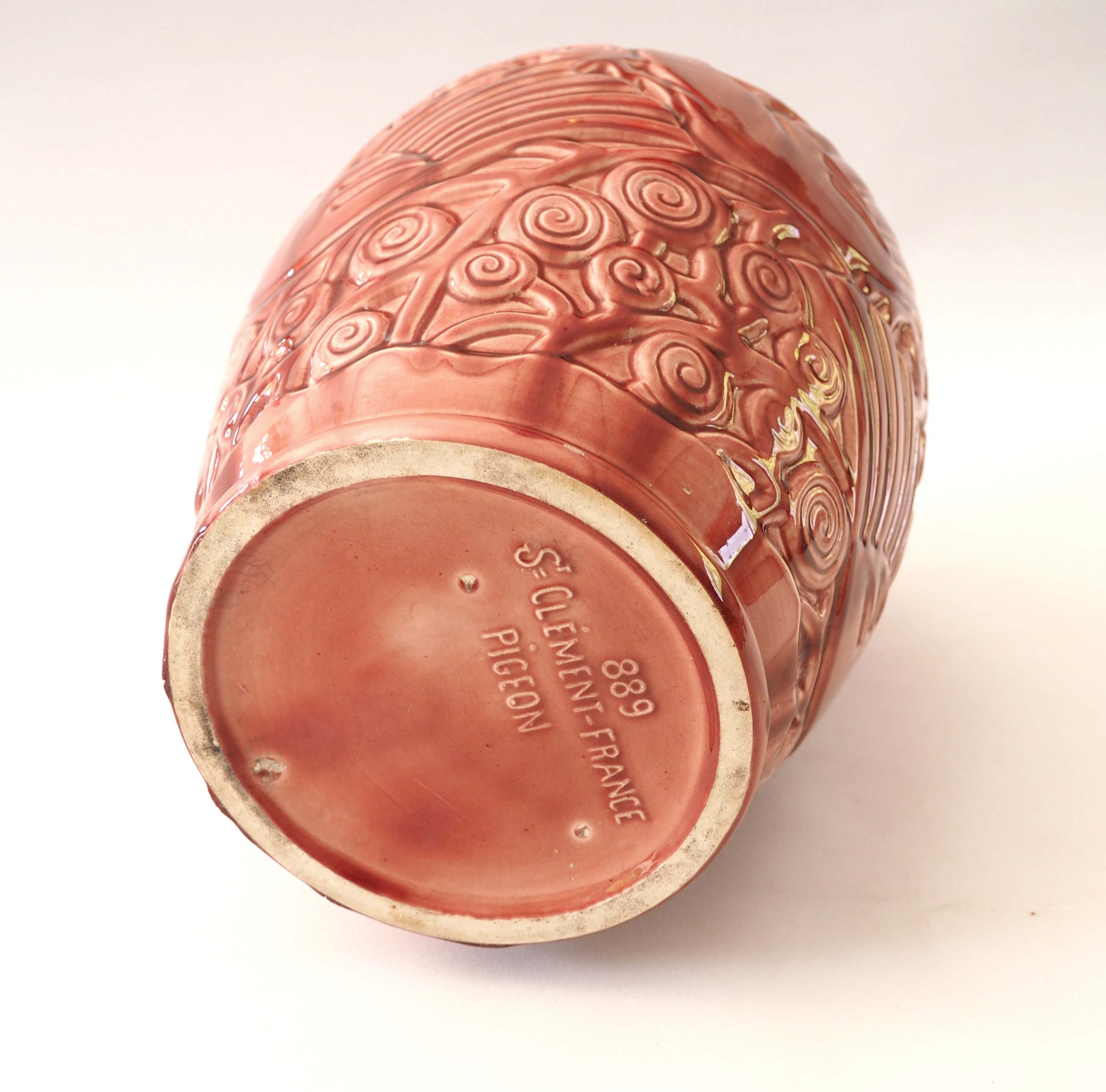 Grand vase art déco décor colombes – Image 7