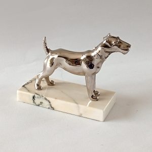 Figurine chien régul et marbre art déco