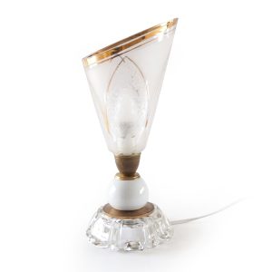 Lampe verrerie cornet givré et filet or