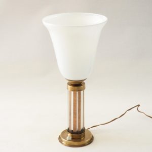 Lampe art déco cuivre et tubes en cristal