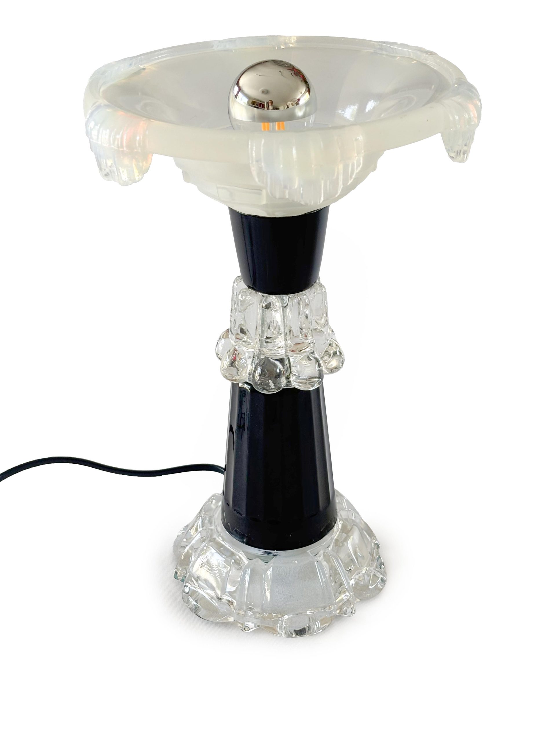 Lampe art déco cristal opalin et noir 'kore' – Image 4