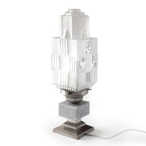 Lampes verrerie damier art déco et marbre